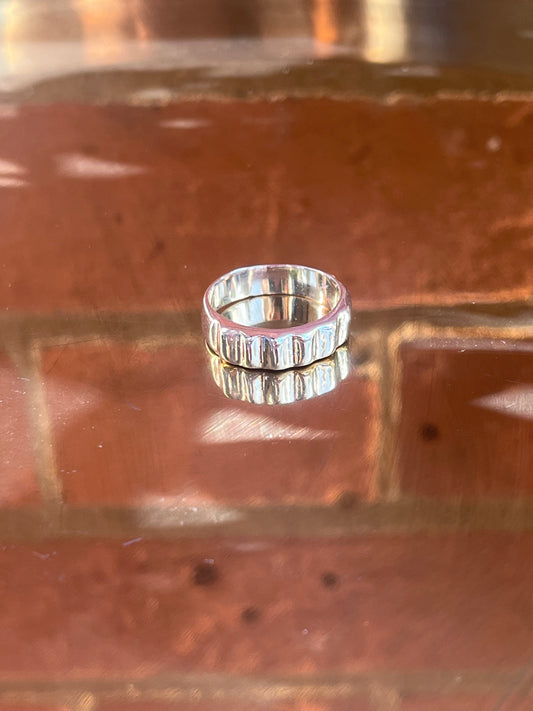 Corrugated Silver Ring - SALE