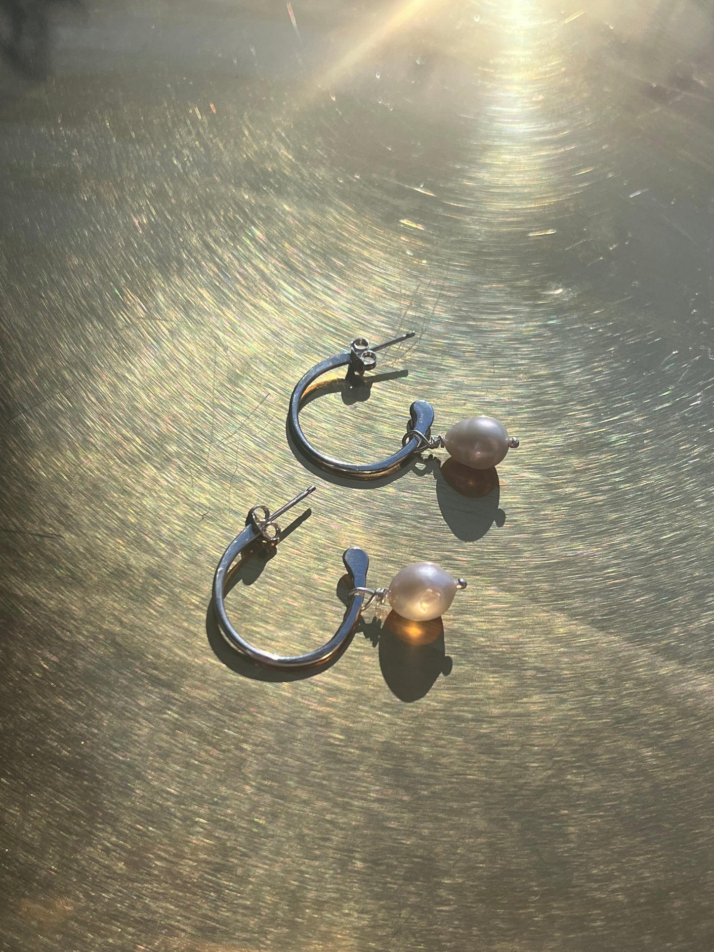 Pearl drop hoops (pair)