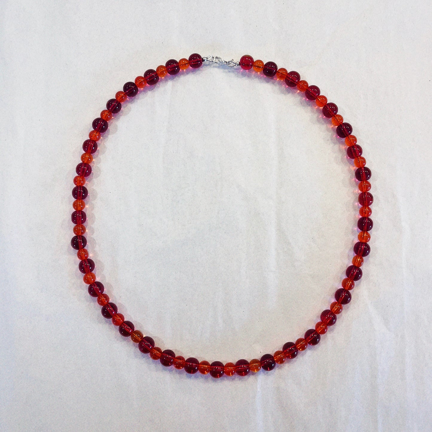 Colourful glass beaded necklace - Red Stripe
