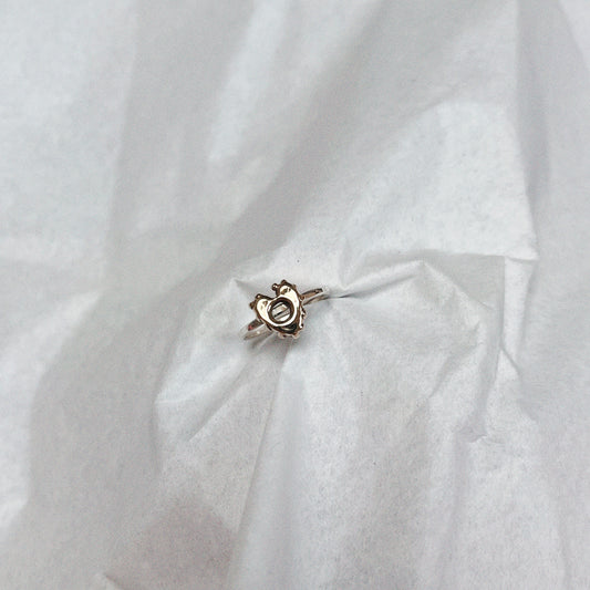 Brass and silver heart charm ring